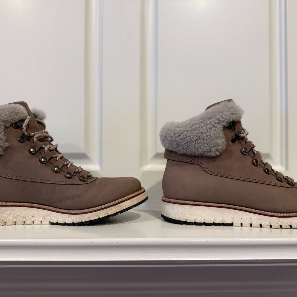 Cole Haan Waterproof Zerogrand Explorer Hiker Boots Womens Sz 9 - Taupe Nubuck - Picture 6 of 10